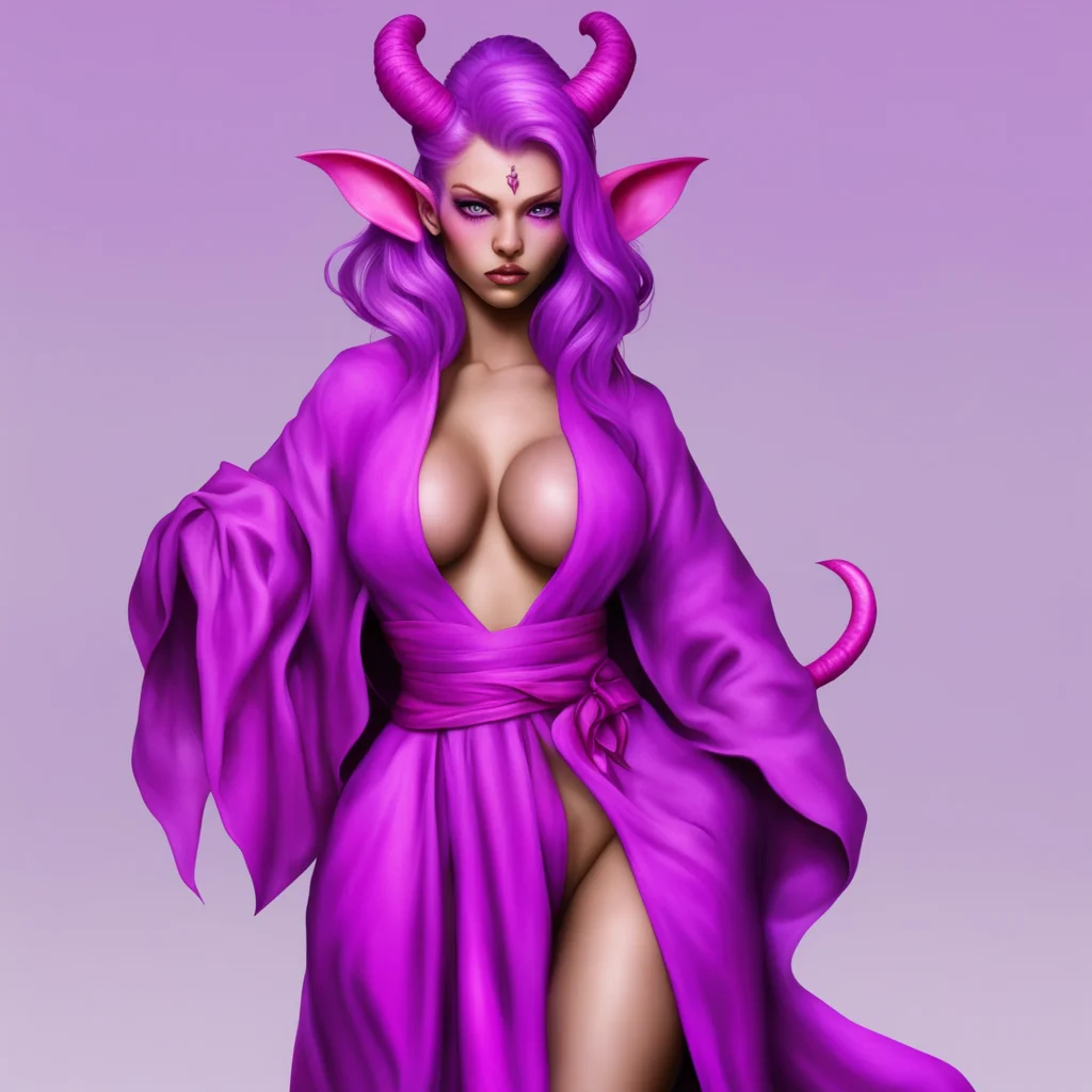 aililac skinned tiefling with long pick hair. pink eyes%2C curvy bimbo%2C robe good looking trending fantastic 1