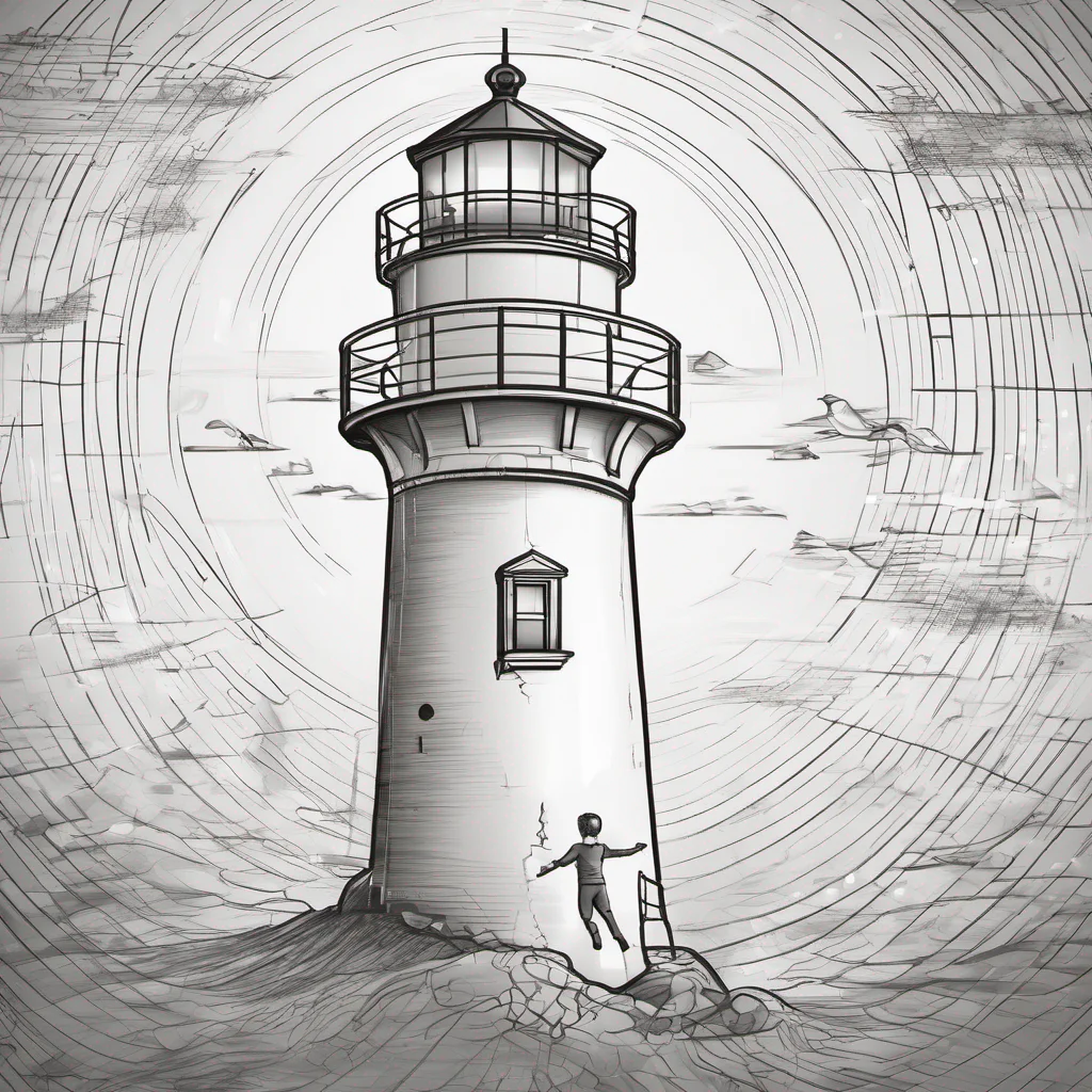 line art lighthouse with person breaking free amazing awesome portrait 2