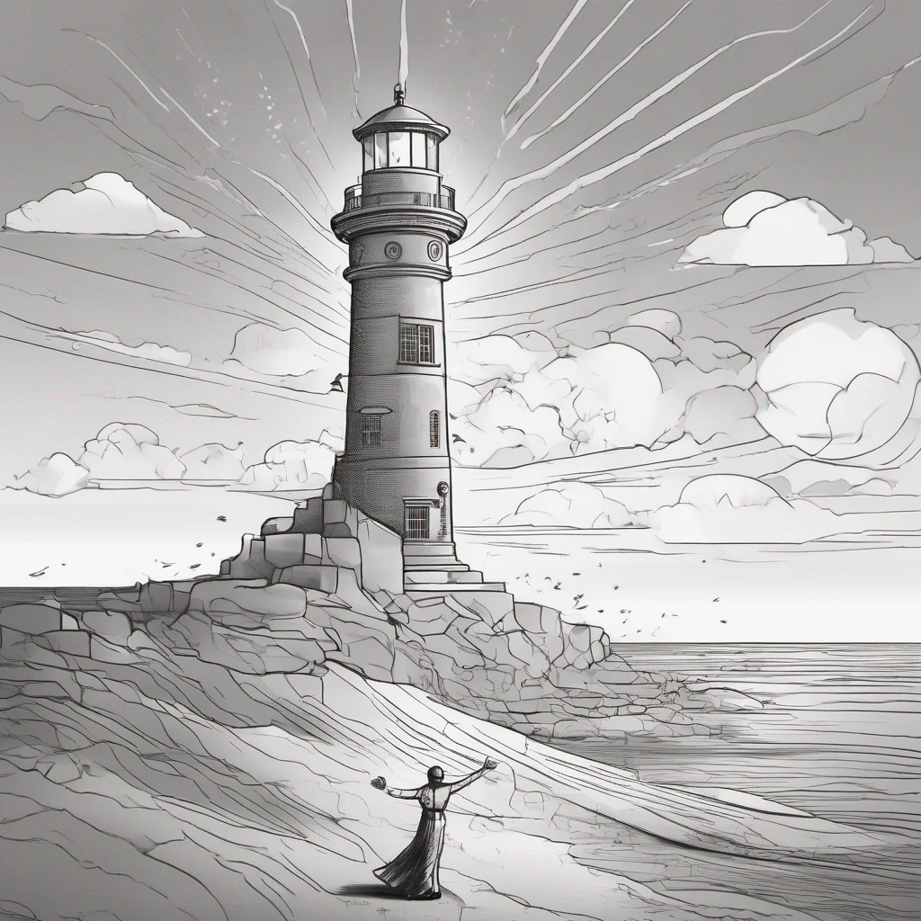 line art lighthouse with person breaking free confident engaging wow artstation art 3