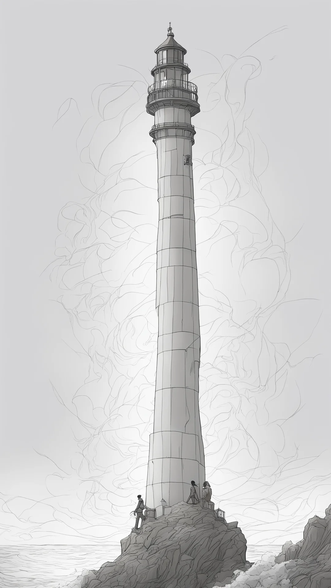line art lighthouse with person breaking free ethereal confident engaging wow artstation art 3 tall