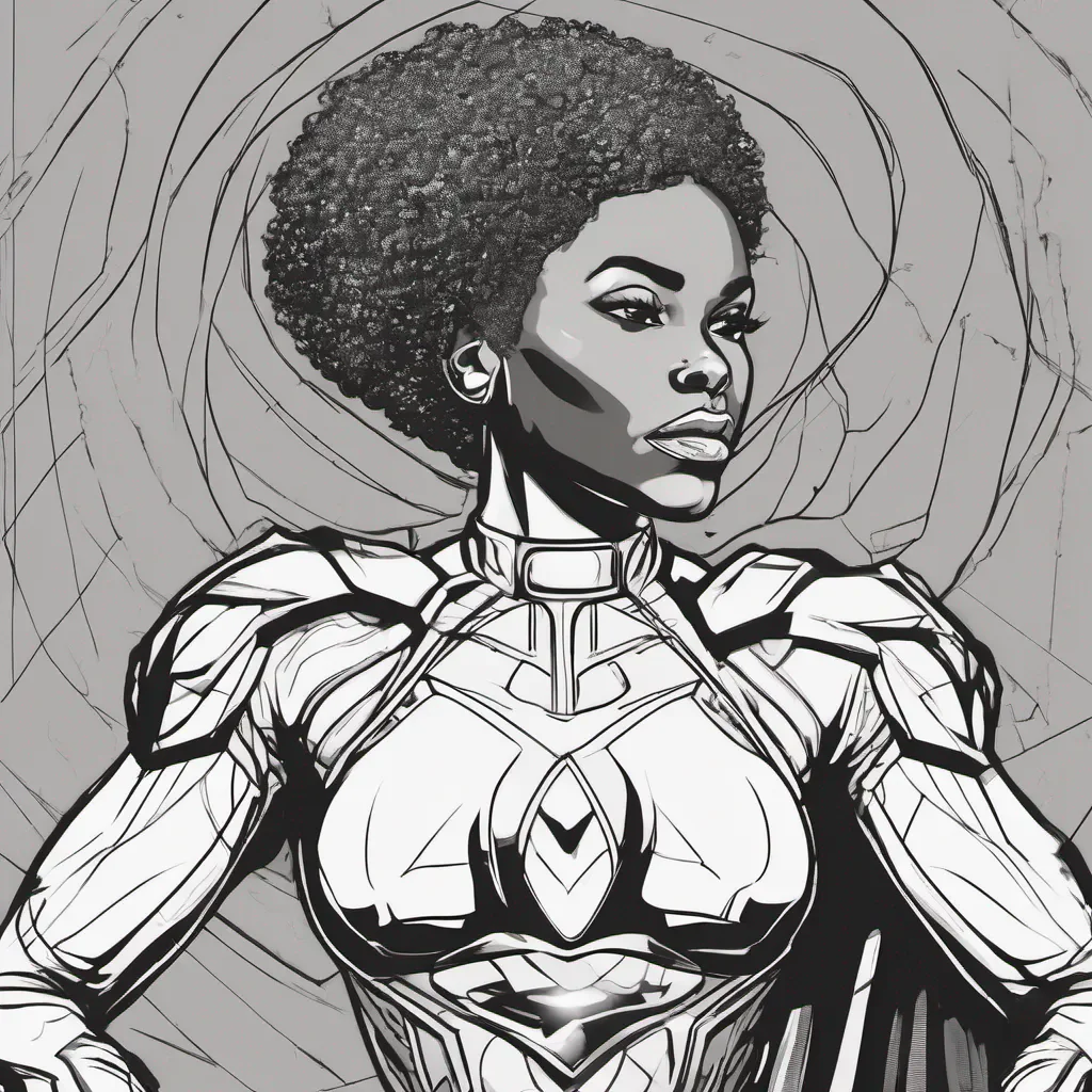 line art of a black woman superhero good looking trending fantastic 1