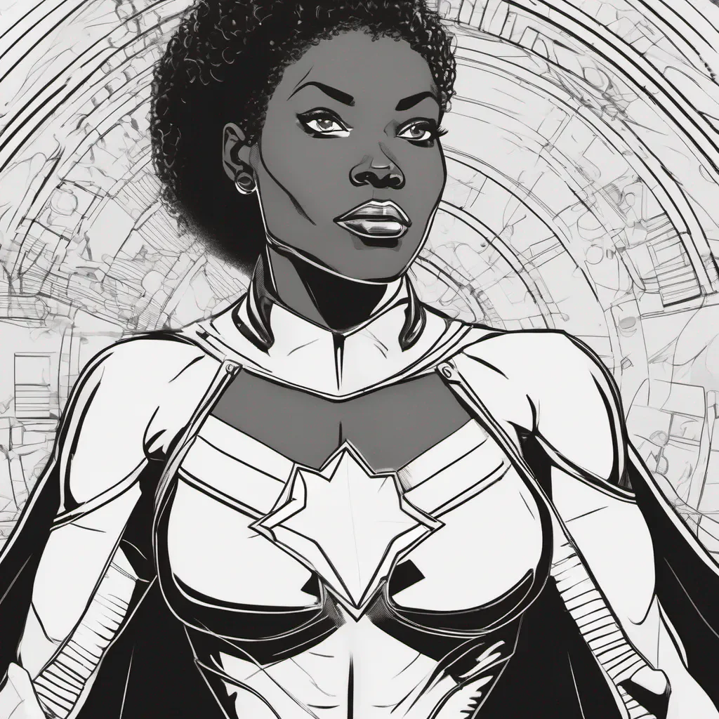 line art of a black woman superhero