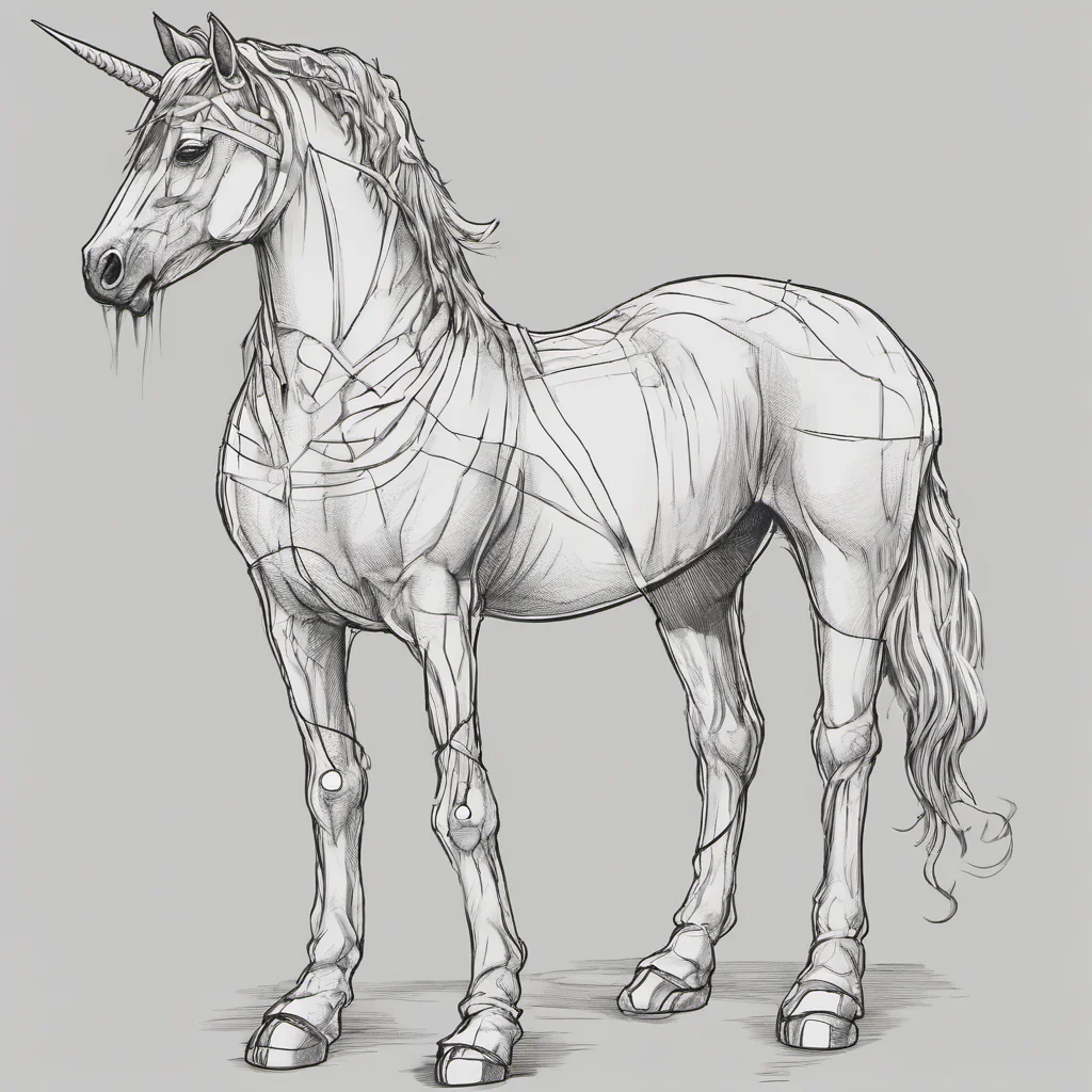 line art of unicorn with one bandaged foot confident engaging wow artstation art 3
