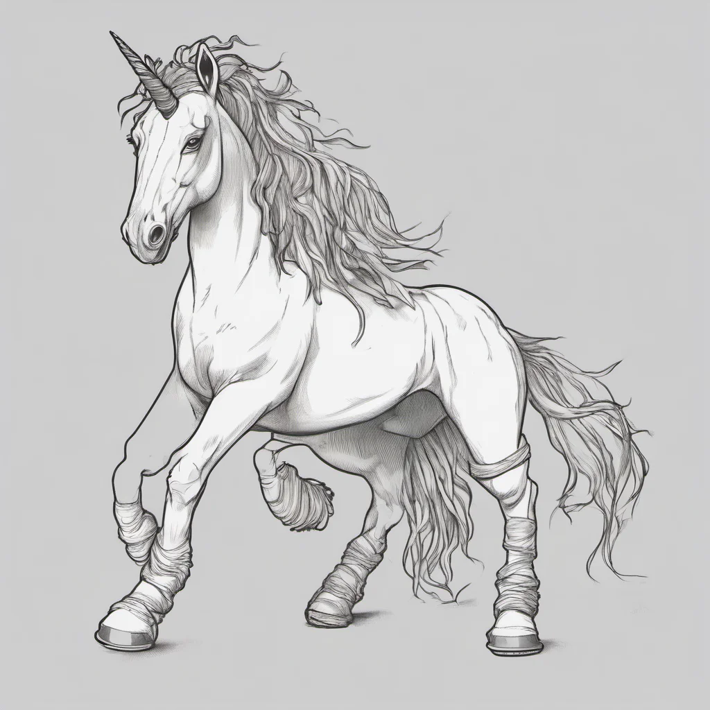 line art of unicorn with one bandaged foot good looking trending fantastic 1