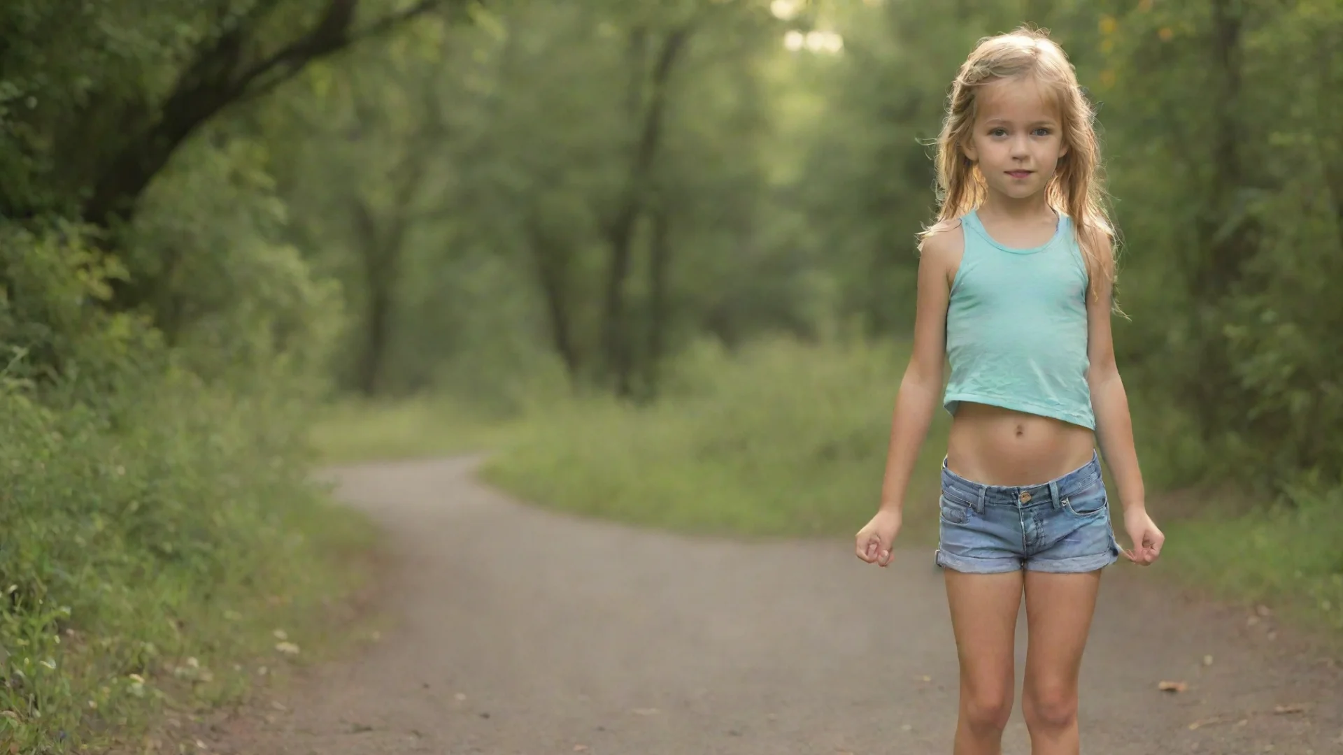 little girl in shorts wide