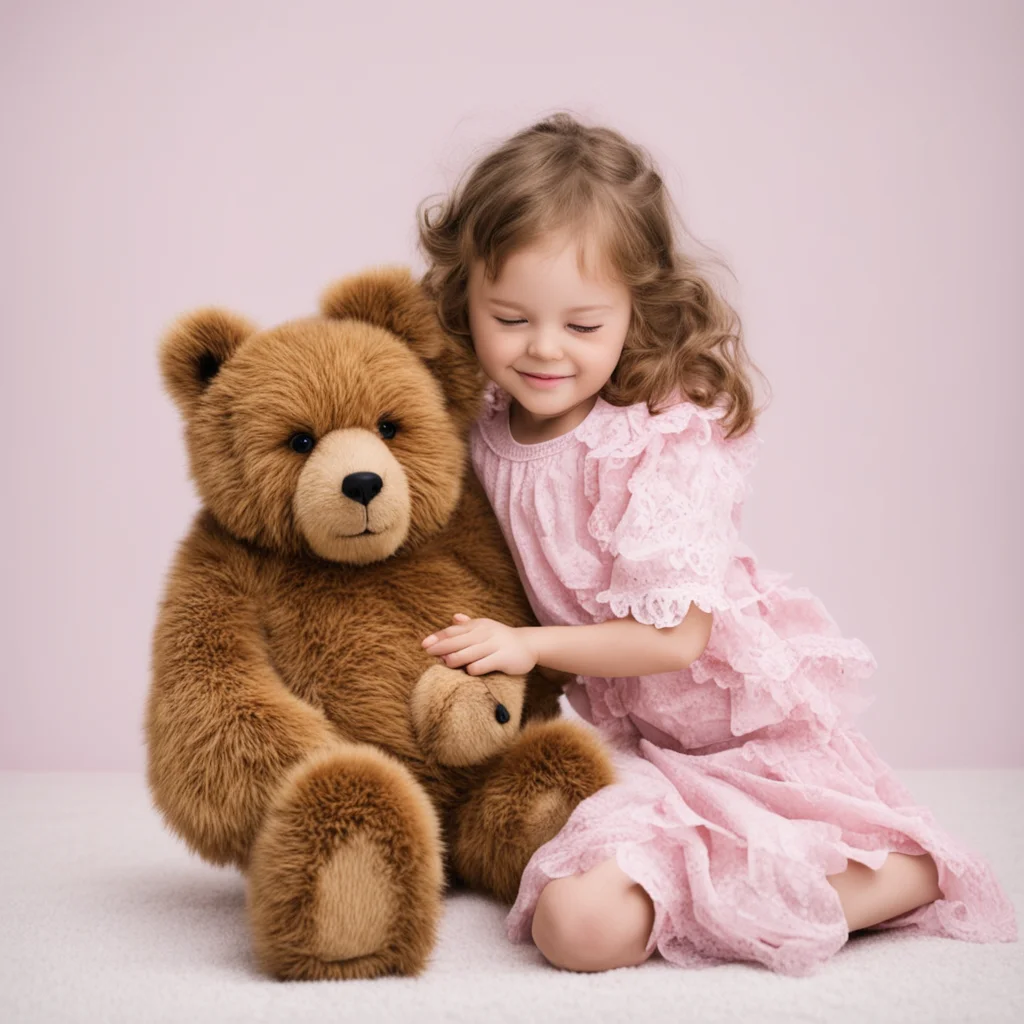 ailittle girl playing with her teddy bear amazing awesome portrait 2