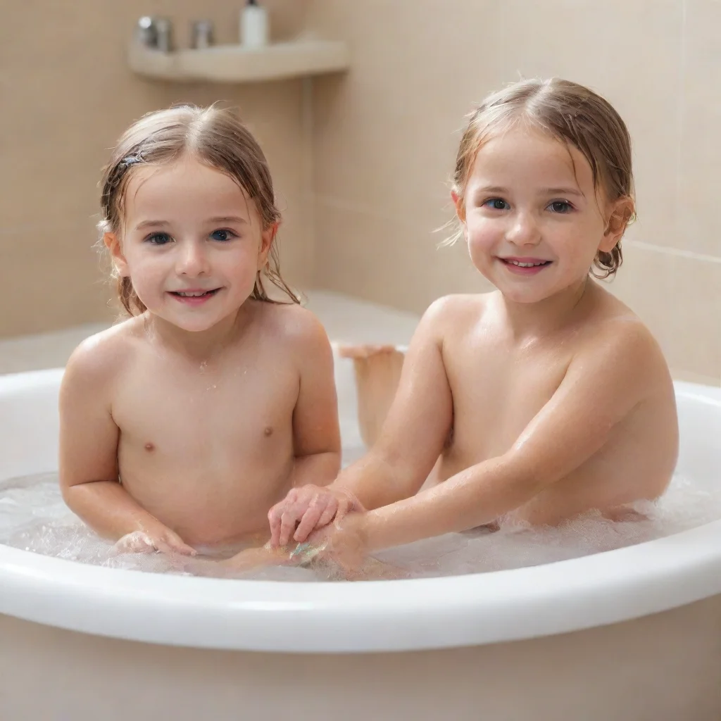 little girls taking bath