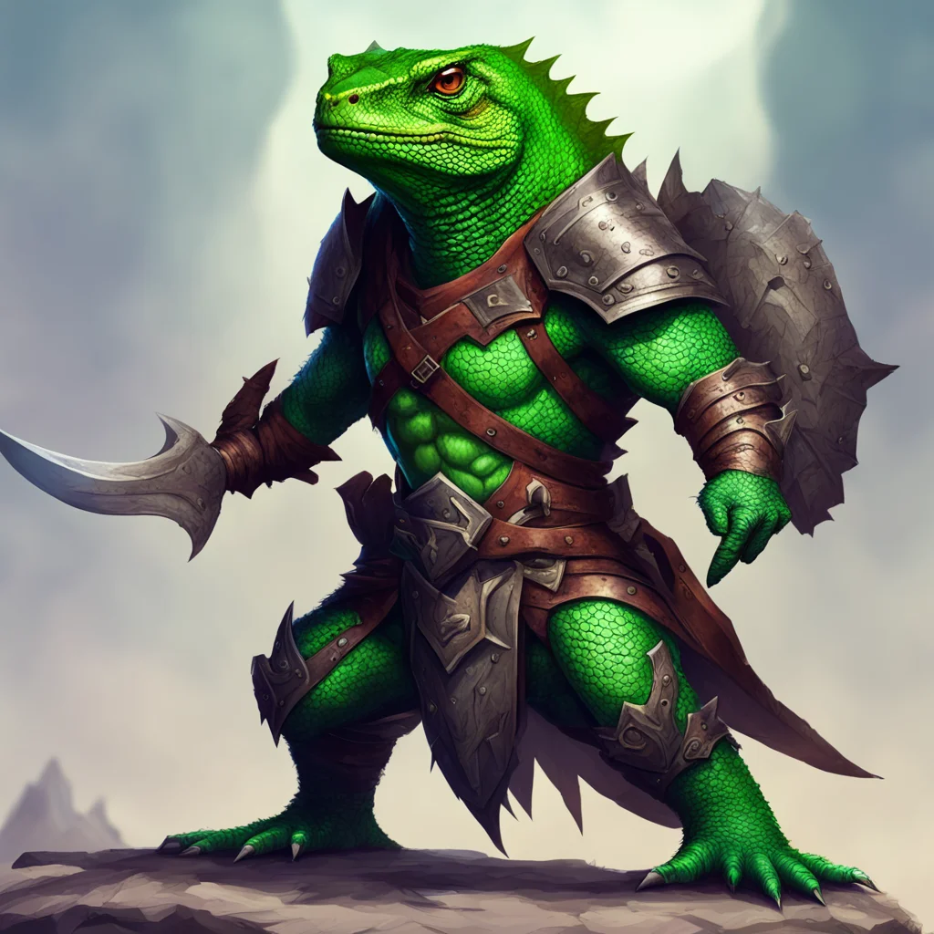 lizard warrior epic fantasy character confident engaging wow artstation art 3