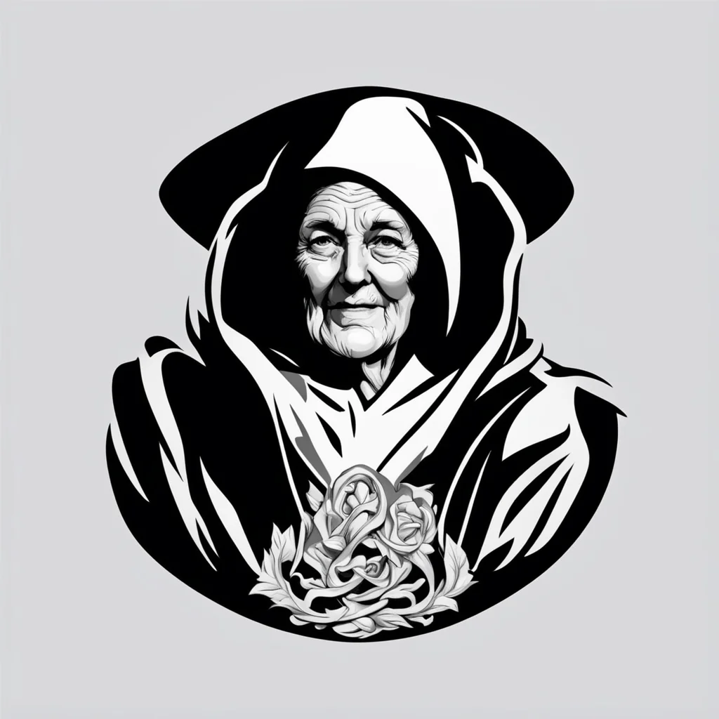 ailogo noir et blanc grand m%C3%A8re avec une cagoule 