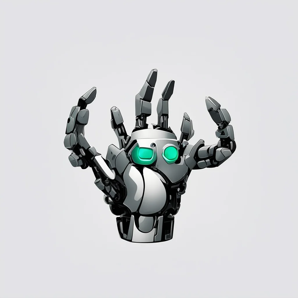 logo of three fingered robot claw grasping from front on amazing awesome portrait 2