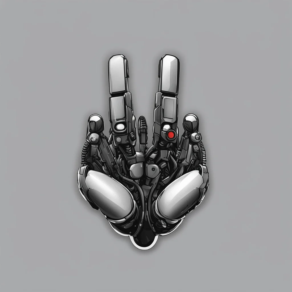 logo of three fingered robot claw grasping from front on