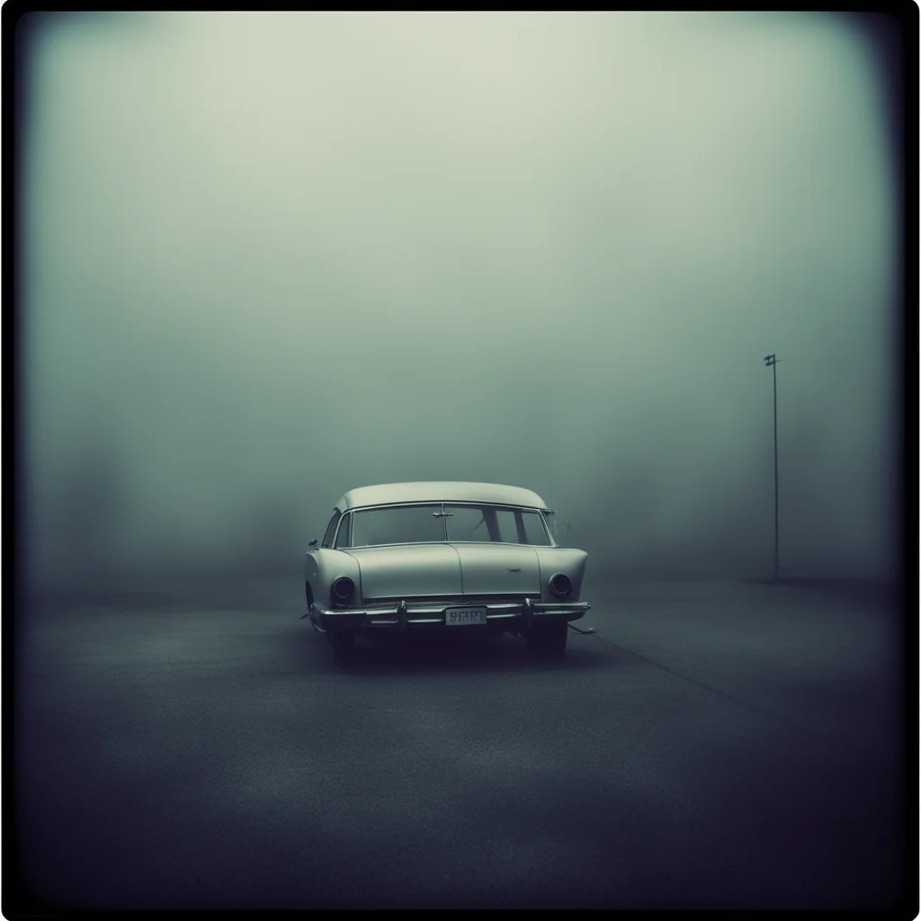 ailonely girsl in thin white singletsat a foggy dark gaz station  old car  old building the night   scary ghosts  polaroid style  film noir good looking trending fantastic 1