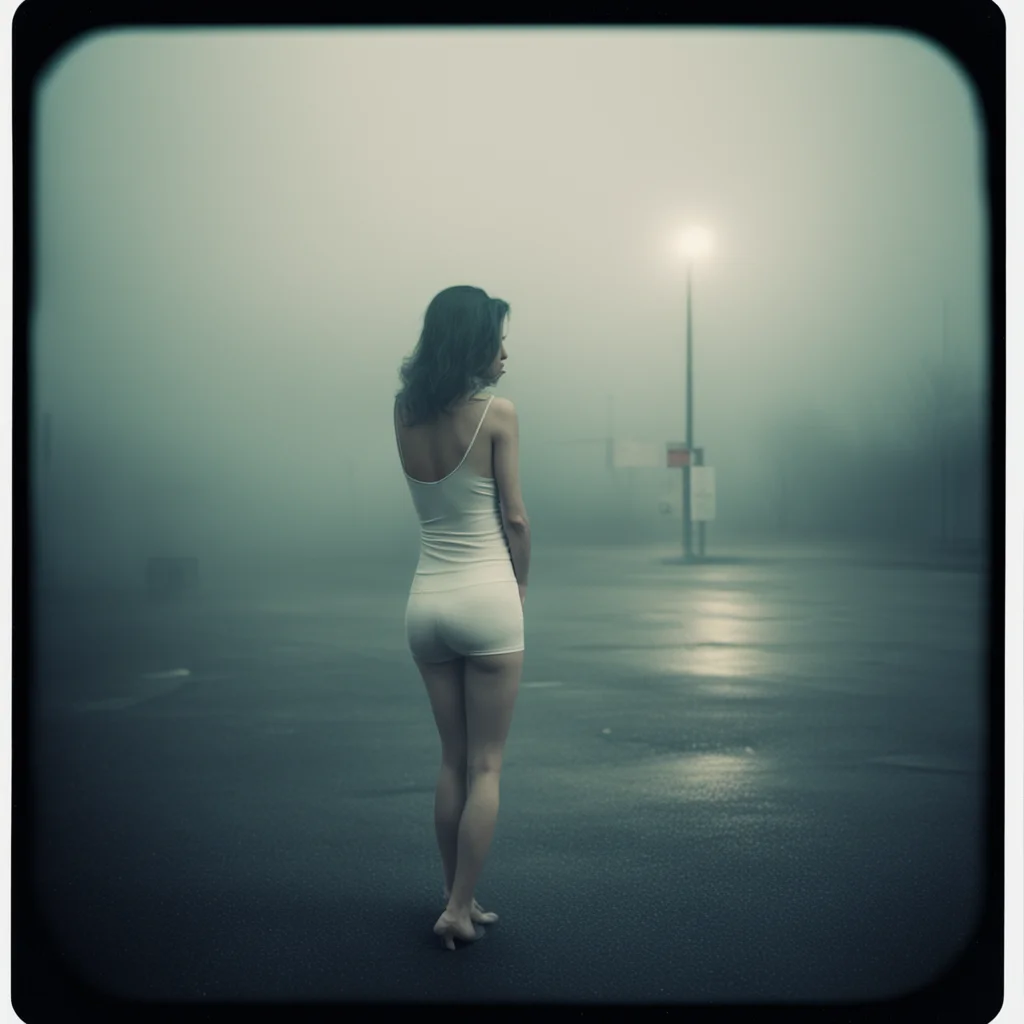 lonely woman in thin white singlet at a foggy dark gas station   dead cat  polaroid style  film noir amazing awesome portrait 2