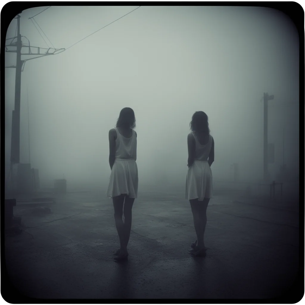 lonely women in thin white singlets at a foggy dark gaz station   scary ghosts  polaroid style  film noir amazing awesome portrait 2