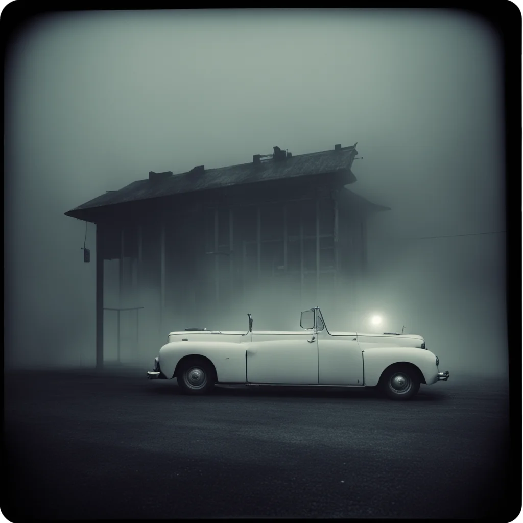 ailonely women in thin white singlets at a foggy dark gaz station  old car  old building the night   scary ghosts  polaroid style  film noir amazing awesome portrait 2
