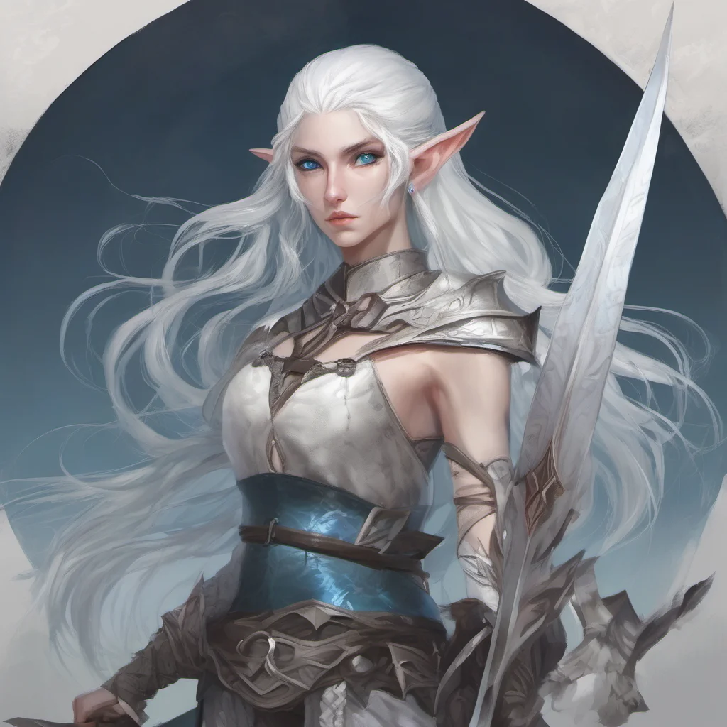 long white haired elf with blue eyes and a glaive amazing awesome portrait 2