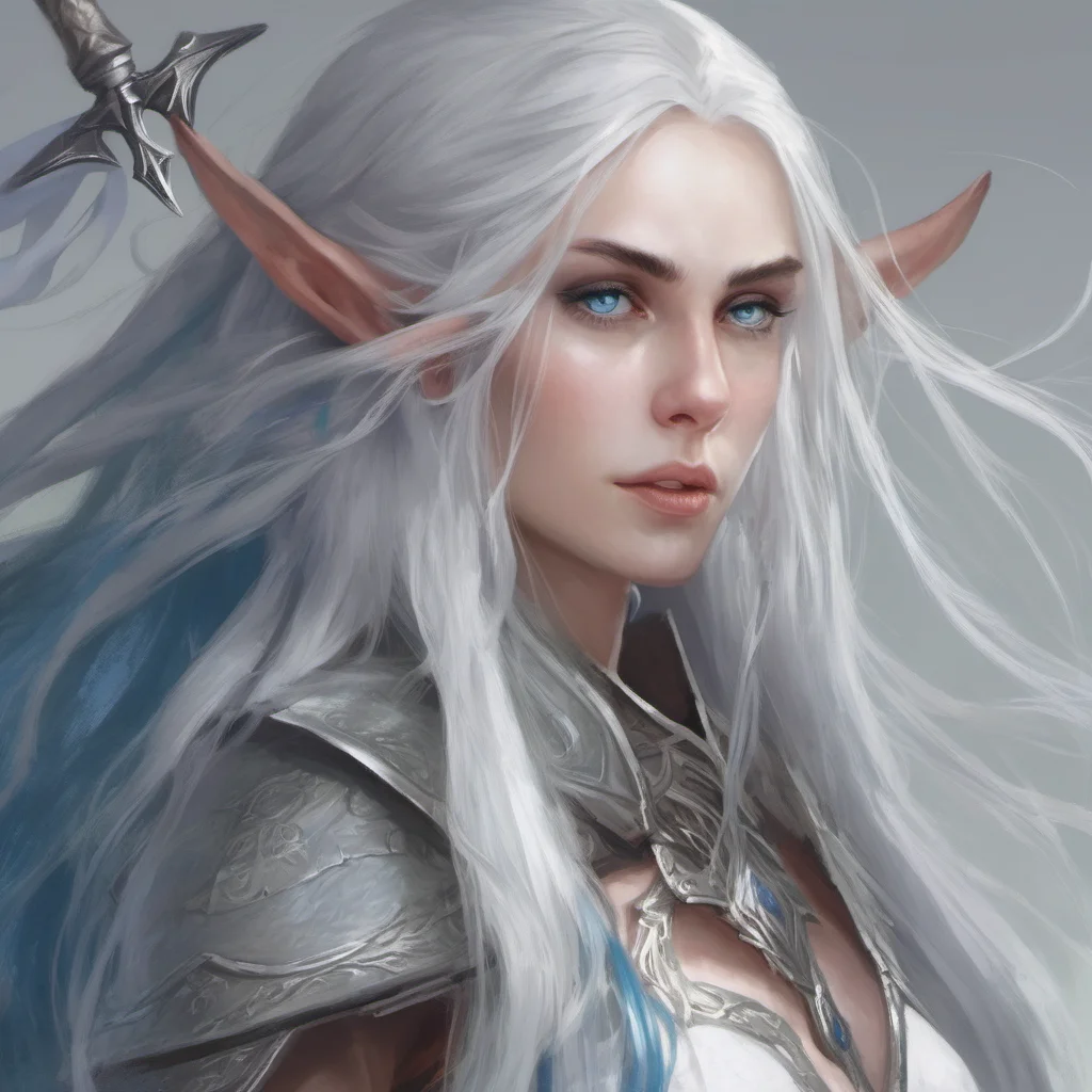 ailong white haired elf with blue eyes and a glaive confident engaging wow artstation art 3
