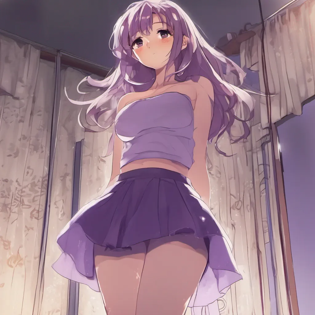 looking up the skirt of an adorable anime woman and seeing her purple underwear confident engaging wow artstation art 3