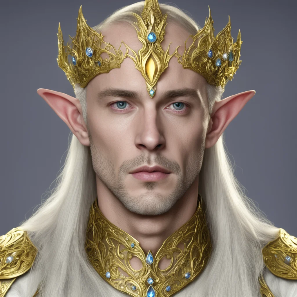 ailord celeborn wearing golden elvish circlet with jewels confident engaging wow artstation art 3