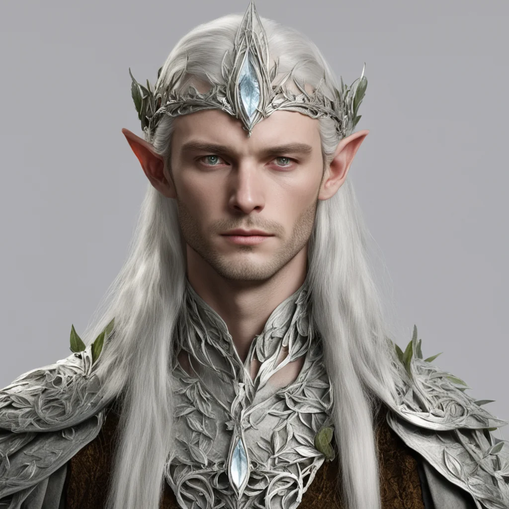 ailord celeborn wearing silver bay leaf elven circlet with diamonds amazing awesome portrait 2
