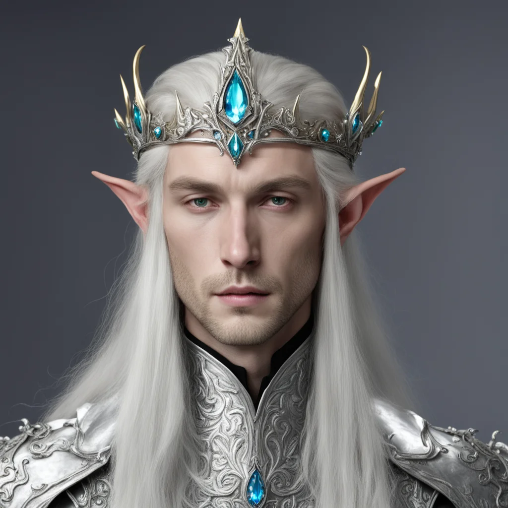 ailord celeborn wearing silver elven circlet with jewels amazing awesome portrait 2