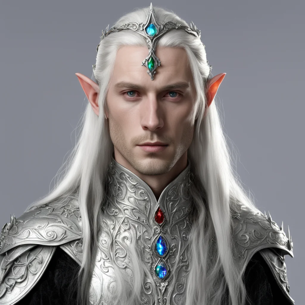 lord celeborn wearing silver elven circlet with jewels confident engaging wow artstation art 3