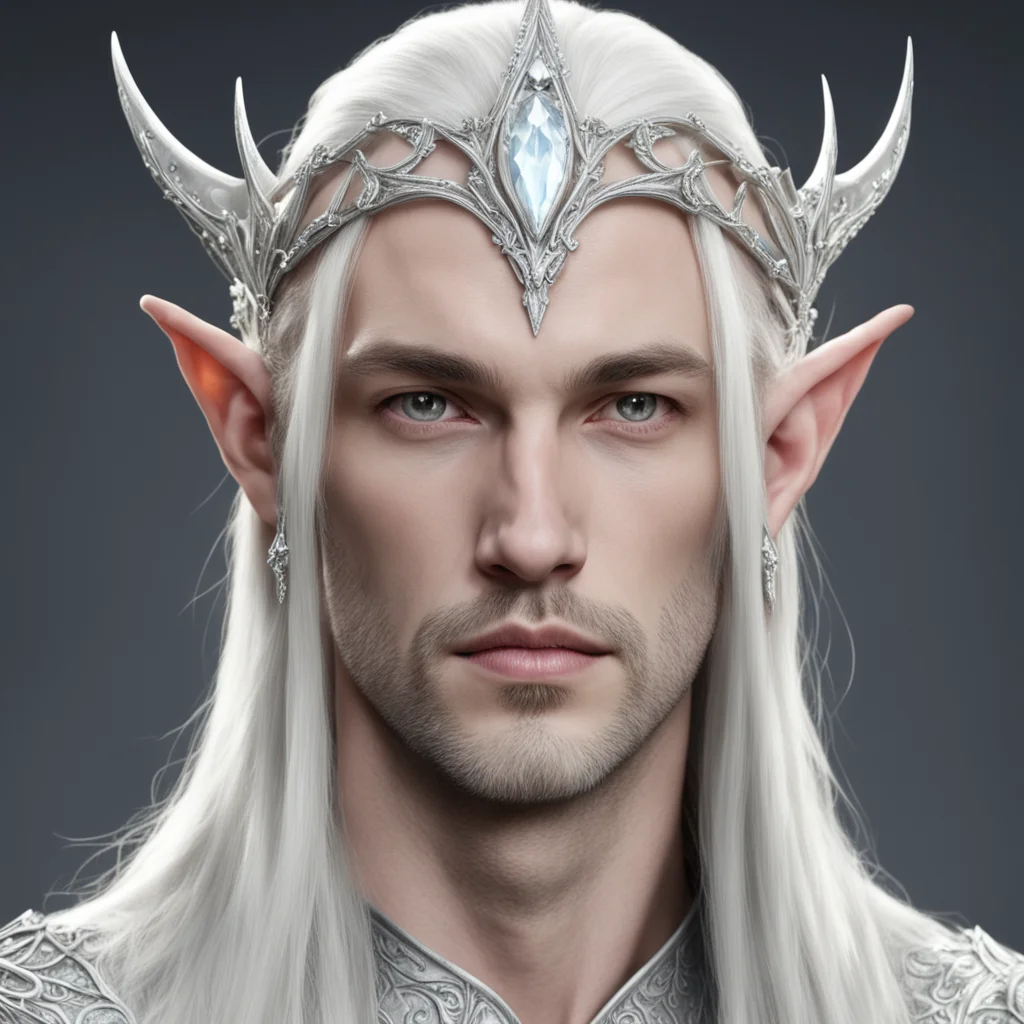 lord celeborn wearing silver elven circlet with white gems amazing awesome portrait 2