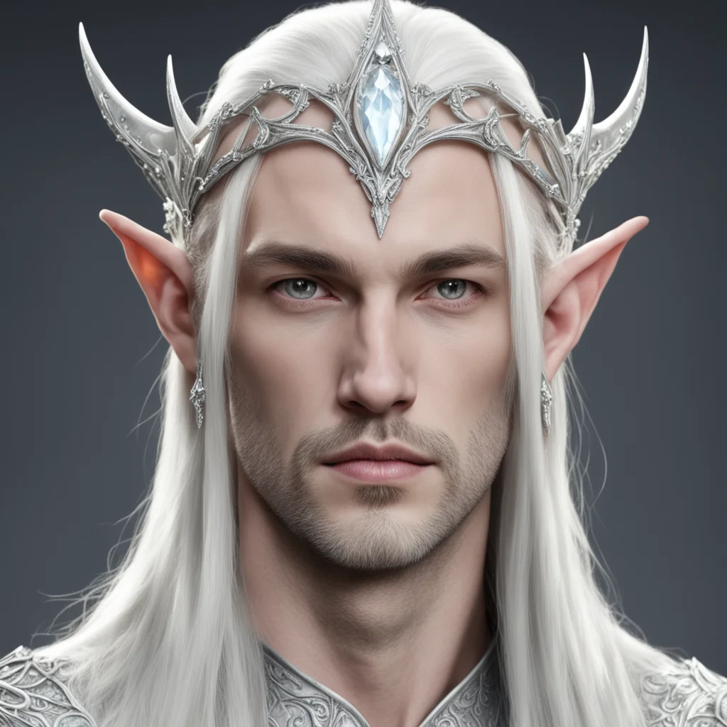 ailord celeborn wearing silver elven circlet with white gems amazing awesome portrait 2