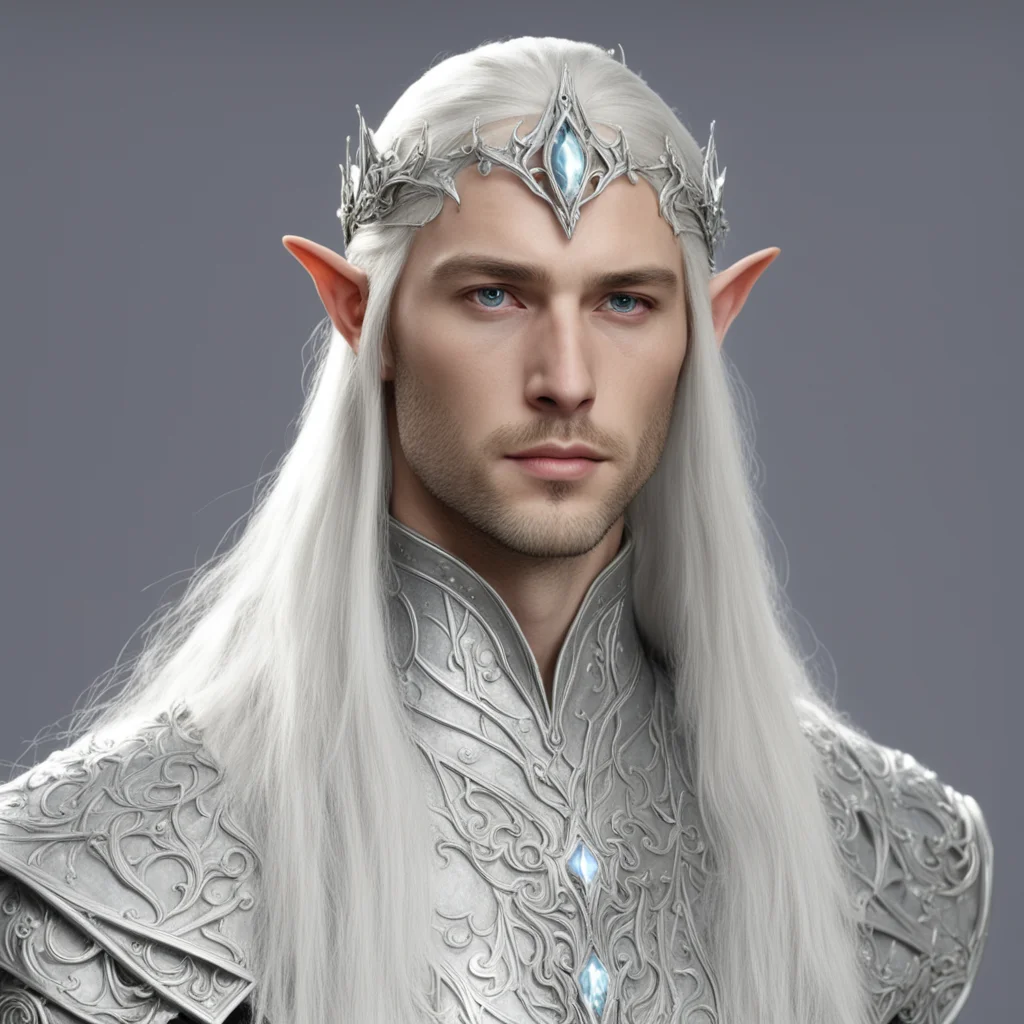 ailord celeborn wearing silver elven circlet with white gems good looking trending fantastic 1