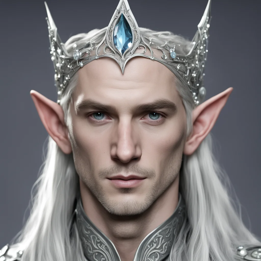 lord celeborn wearing silver elven circlet with white gems