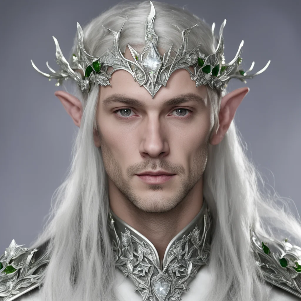 lord celeborn wearing silver holly leaf elven circlet with diamonds amazing awesome portrait 2