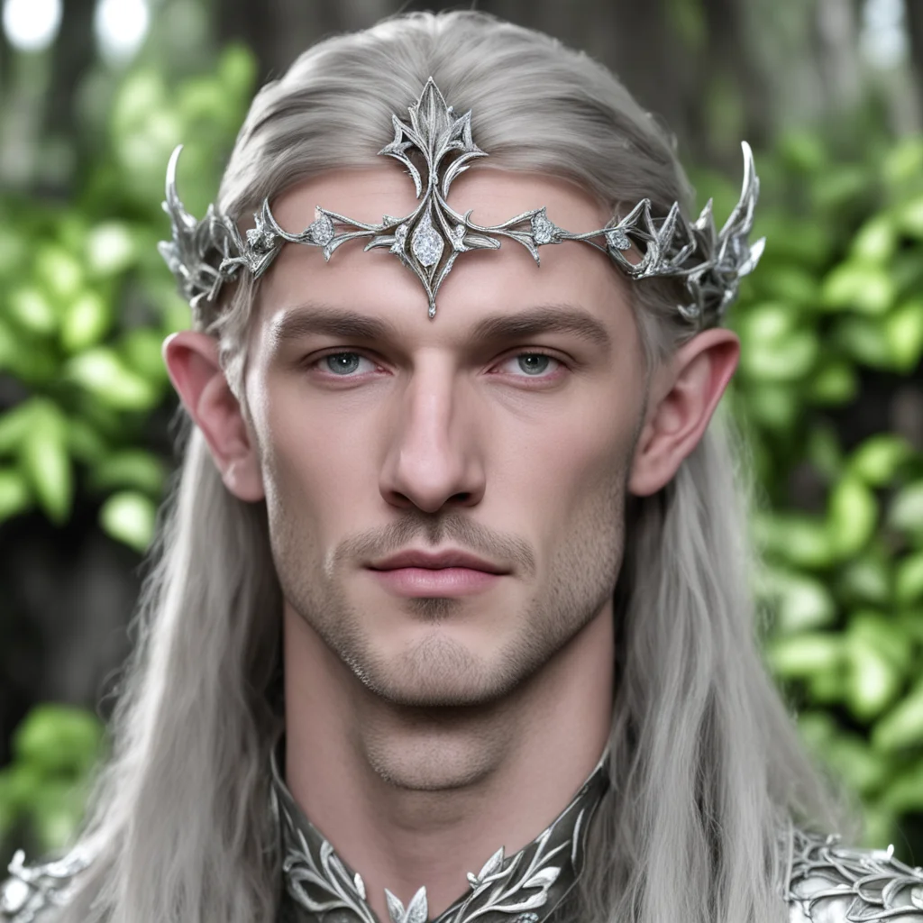 ailord celeborn wearing silver ivy leaf elven circlet with diamonds amazing awesome portrait 2