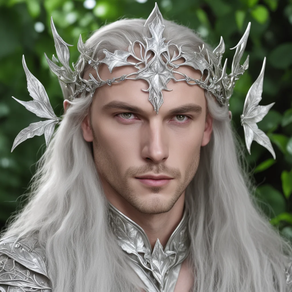 ailord celeborn wearing silver ivy leaf elven circlet with diamonds good looking trending fantastic 1