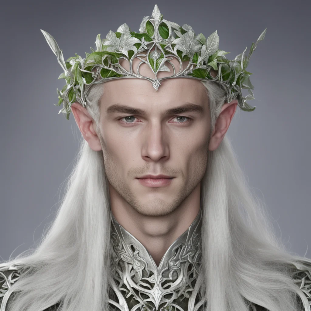 lord celeborn wearing silver ivy leaf elven circlet with diamonds