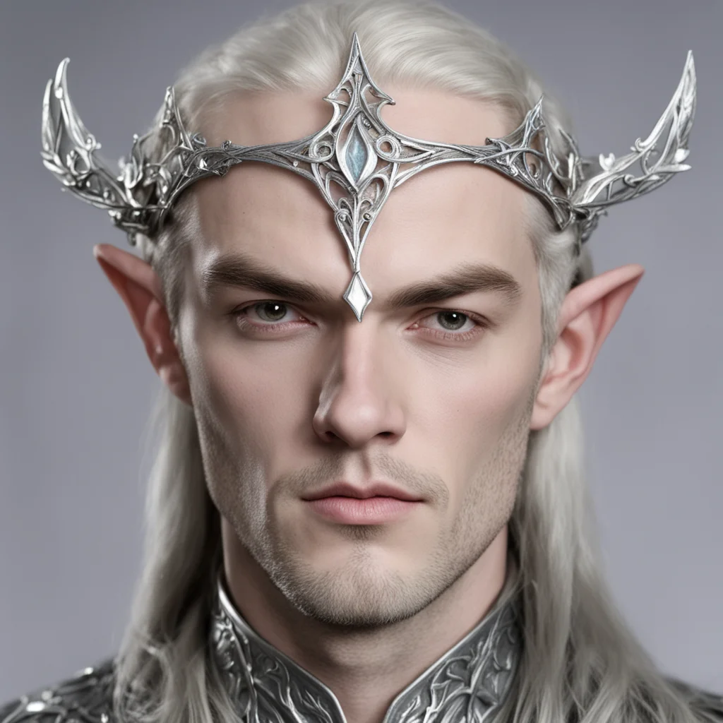 ailord celeborn wearing silver leaf elven circlet with diamond amazing awesome portrait 2