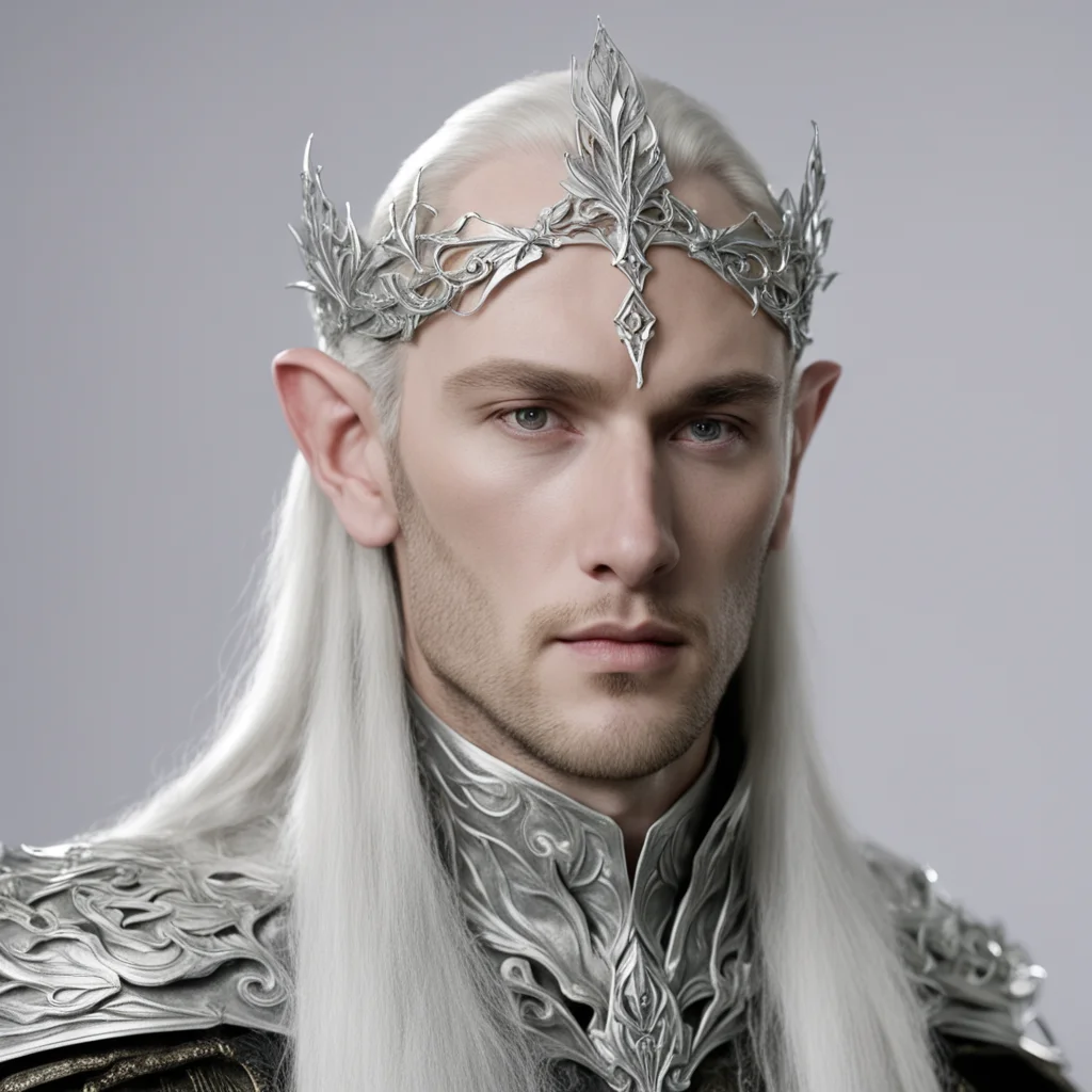 lord celeborn wearing silver leaf elven circlet with diamond good looking trending fantastic 1