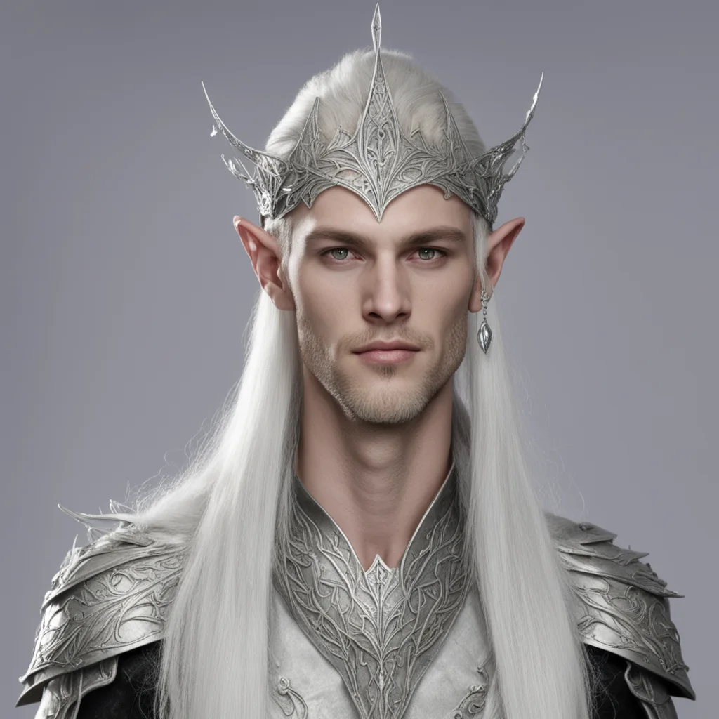 lord celeborn wearing silver leaf elven circlet with diamond