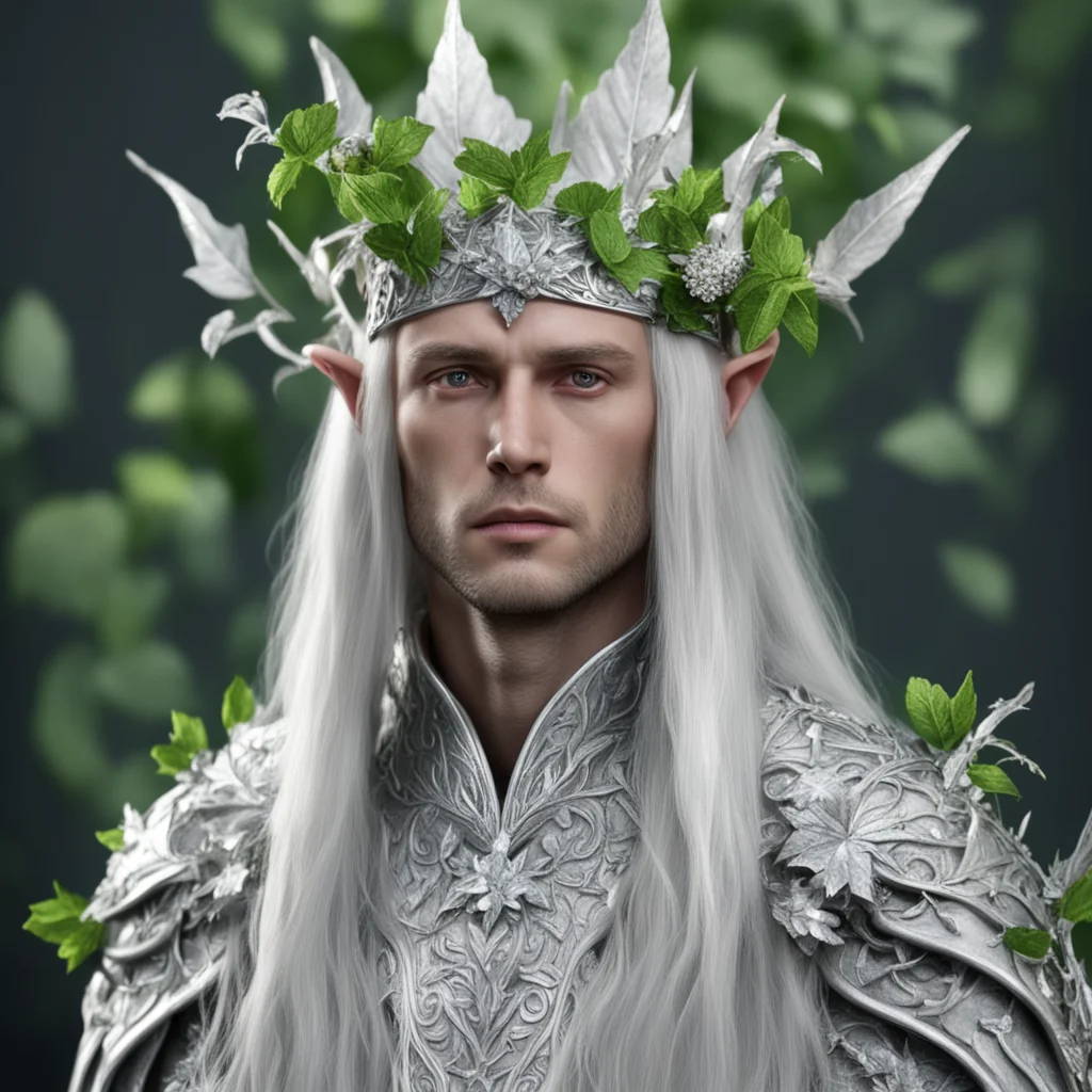 ailord celeborn wearing silver leaves with diamond berries on head  good looking trending fantastic 1