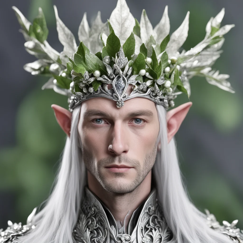 ailord celeborn wearing silver leaves with diamond berries on head amazing awesome portrait 2
