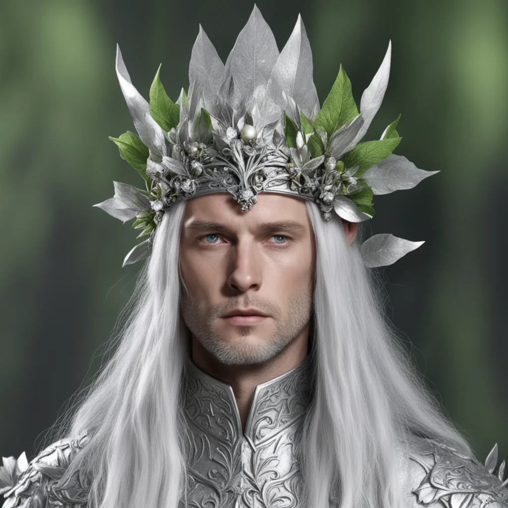 lord celeborn wearing silver leaves with diamond berries on head good looking trending fantastic 1