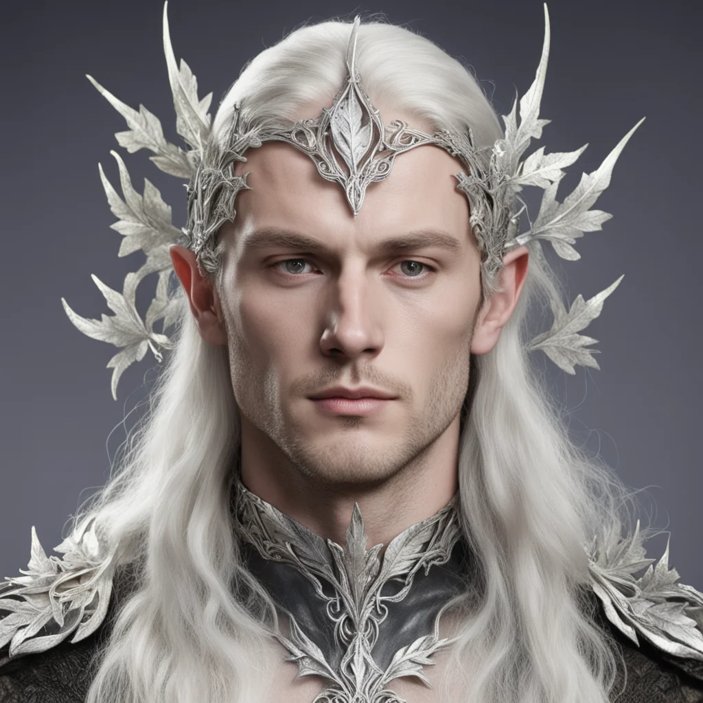 lord celeborn wearing silver oak leaf elven circlet with diamonds amazing awesome portrait 2