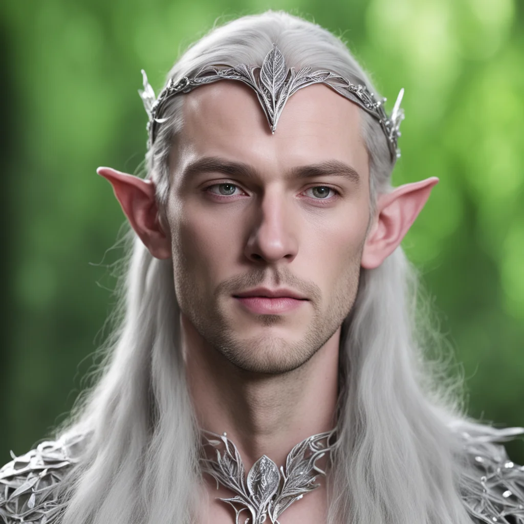 lord celeborn wearing small silver beech leaf elven circlet with diamonds amazing awesome portrait 2