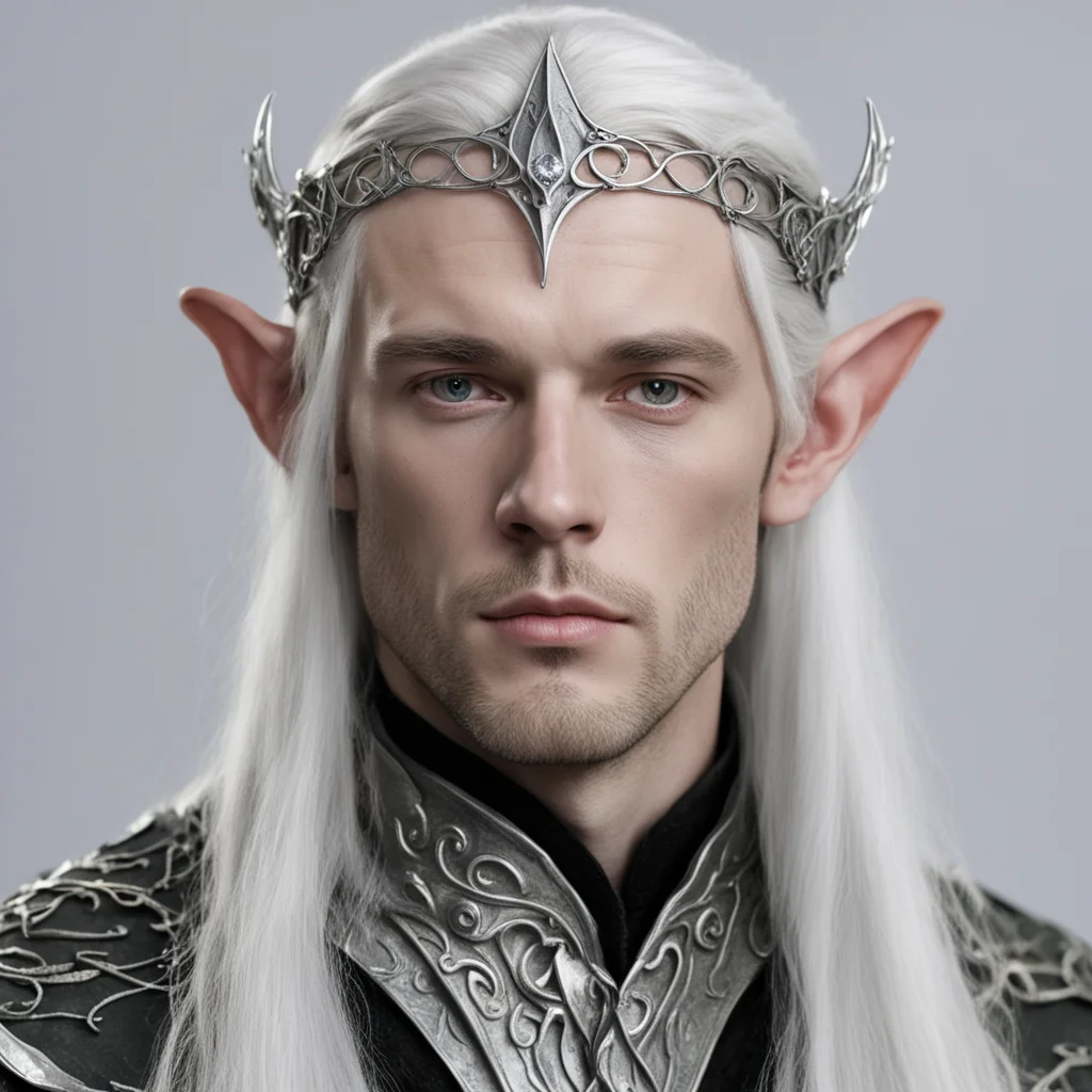 ailord celeborn wearing small silver elvish circlet with diamond