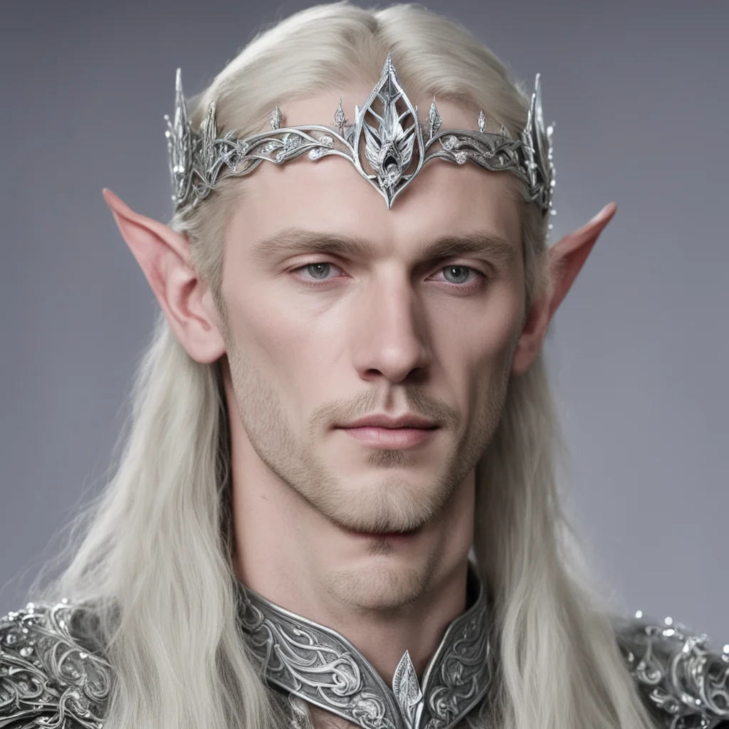 lord celeborn wearing small silver mallorn leaf elven circlet with diamonds amazing awesome portrait 2