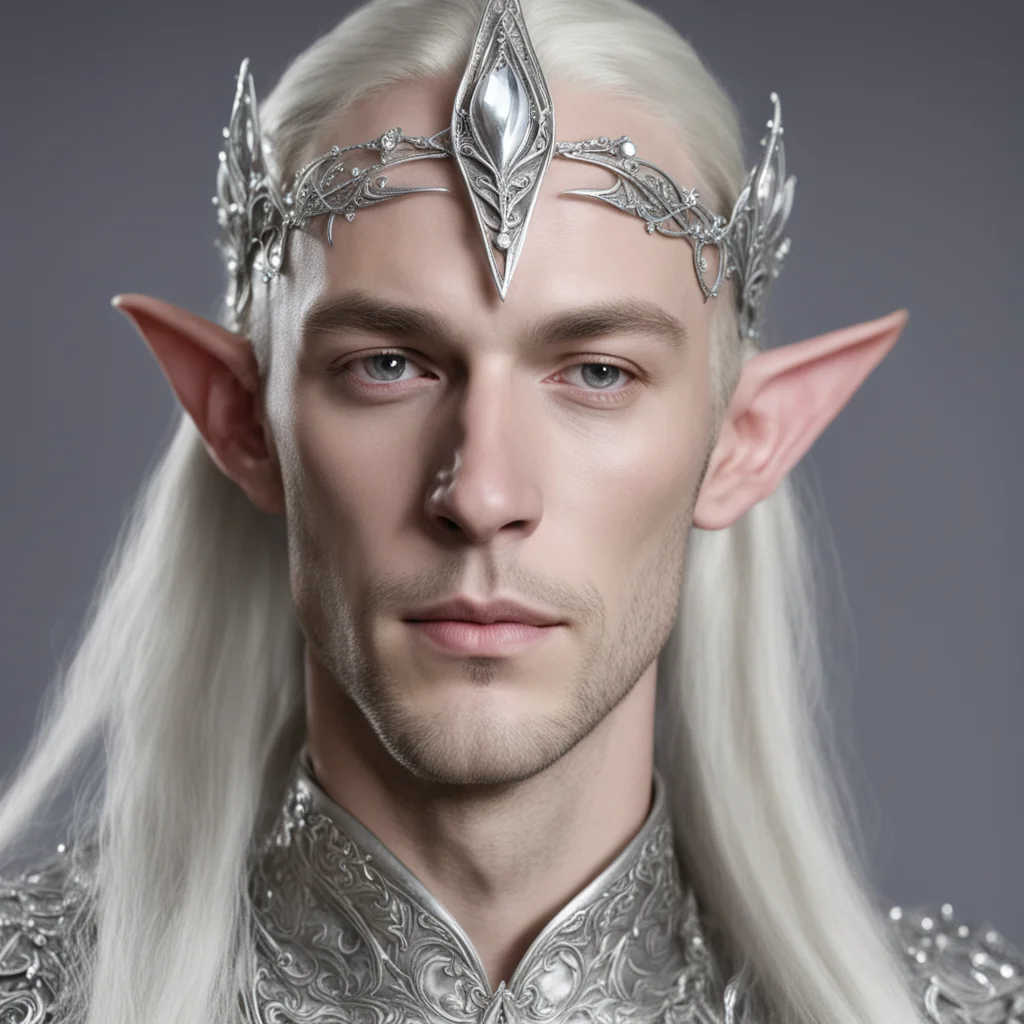 ailord celeborn wearing small silver sindar elven circlet with diamonds amazing awesome portrait 2