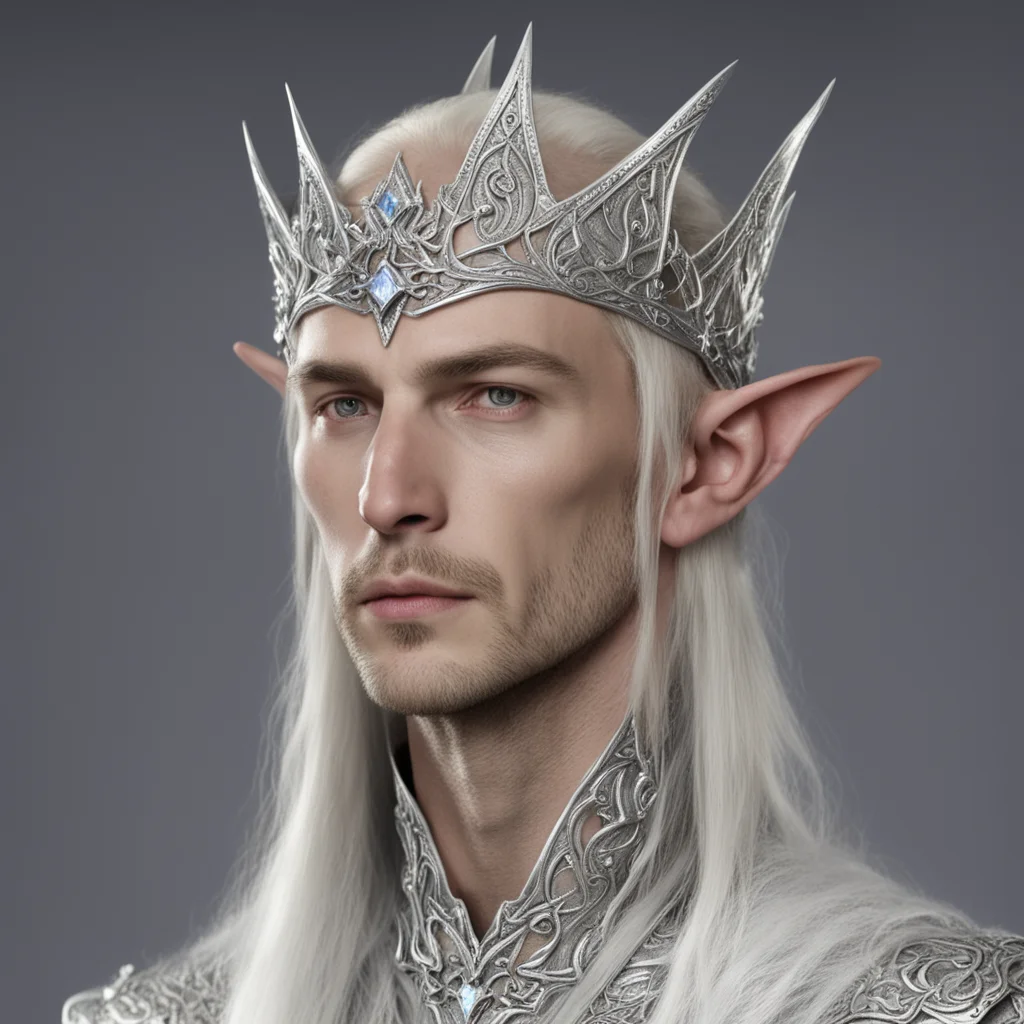 ailord celeborn wearing small silver sindar elven circlet with diamonds