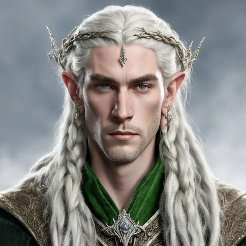 ailord celeborn with braids wearing elvish hair pins with diamonds amazing awesome portrait 2