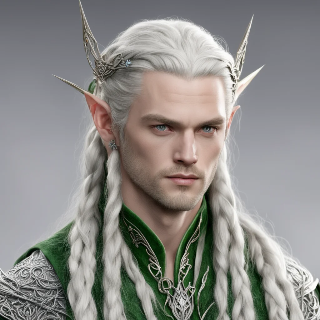 lord celeborn with braids wearing elvish hair pins with diamonds confident engaging wow artstation art 3