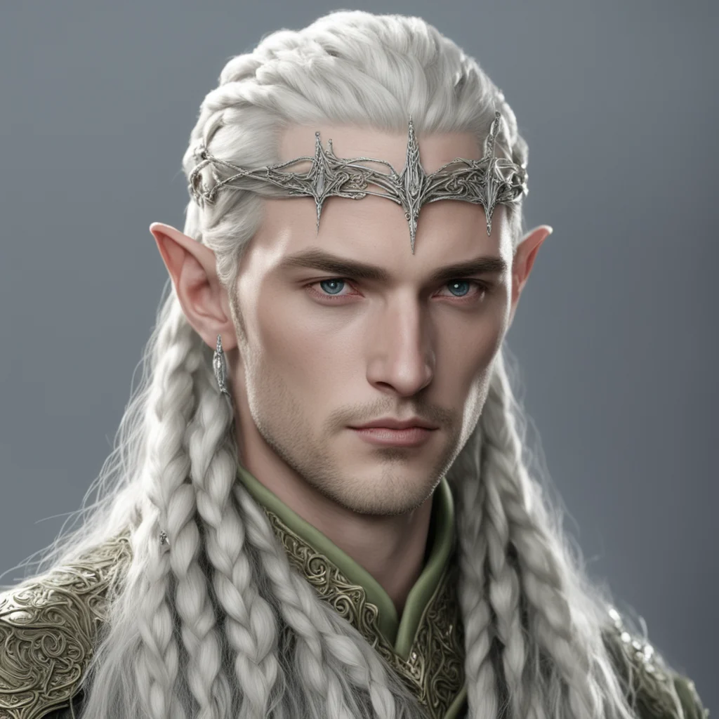 lord celeborn with braids wearing elvish hair pins with diamonds
