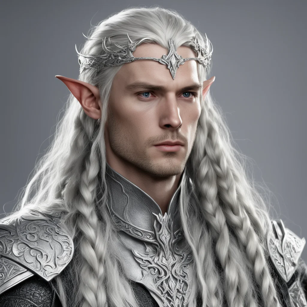 ailord celeborn with braids wearing silver elven circlet with diamonds confident engaging wow artstation art 3